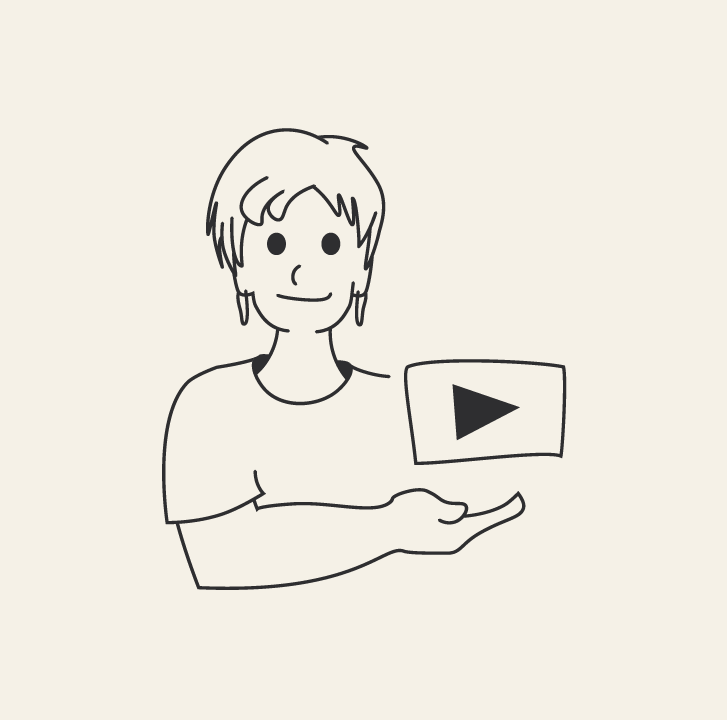 Illustration zur Leistung Videoerstellung – Person präsentiert ein Video-Play-Symbol auf der Hand